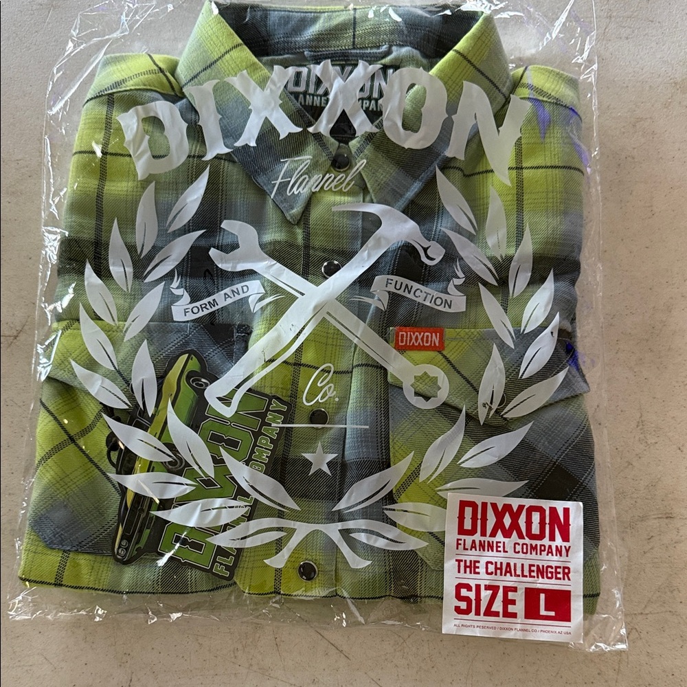 DIXXON Lime and Black Plaid Men's Shirt